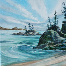Load image into Gallery viewer, Cape Beach, Roger Curtis, Bowen Island, BC 8x8 Acrylic on Gallery Wrap Canvas by Marie Neys