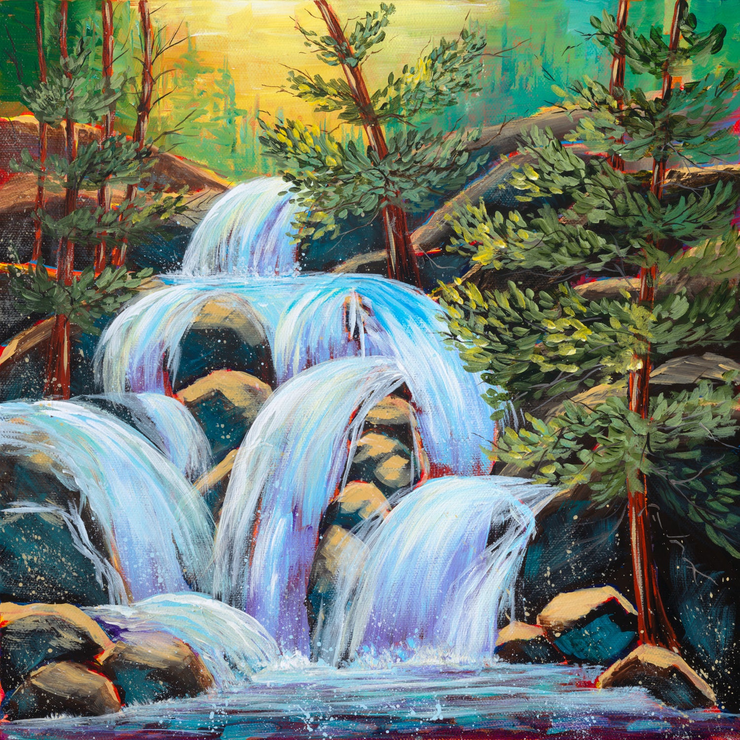 Cascade Waterfall - Original Acrylic on Canvas – Marie Neys Fine Art