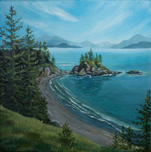 Load image into Gallery viewer, Finisterre Island, Bowen Island, BC 10x10 Acrylic on Gallery Wrap Canvas by Marie Neys