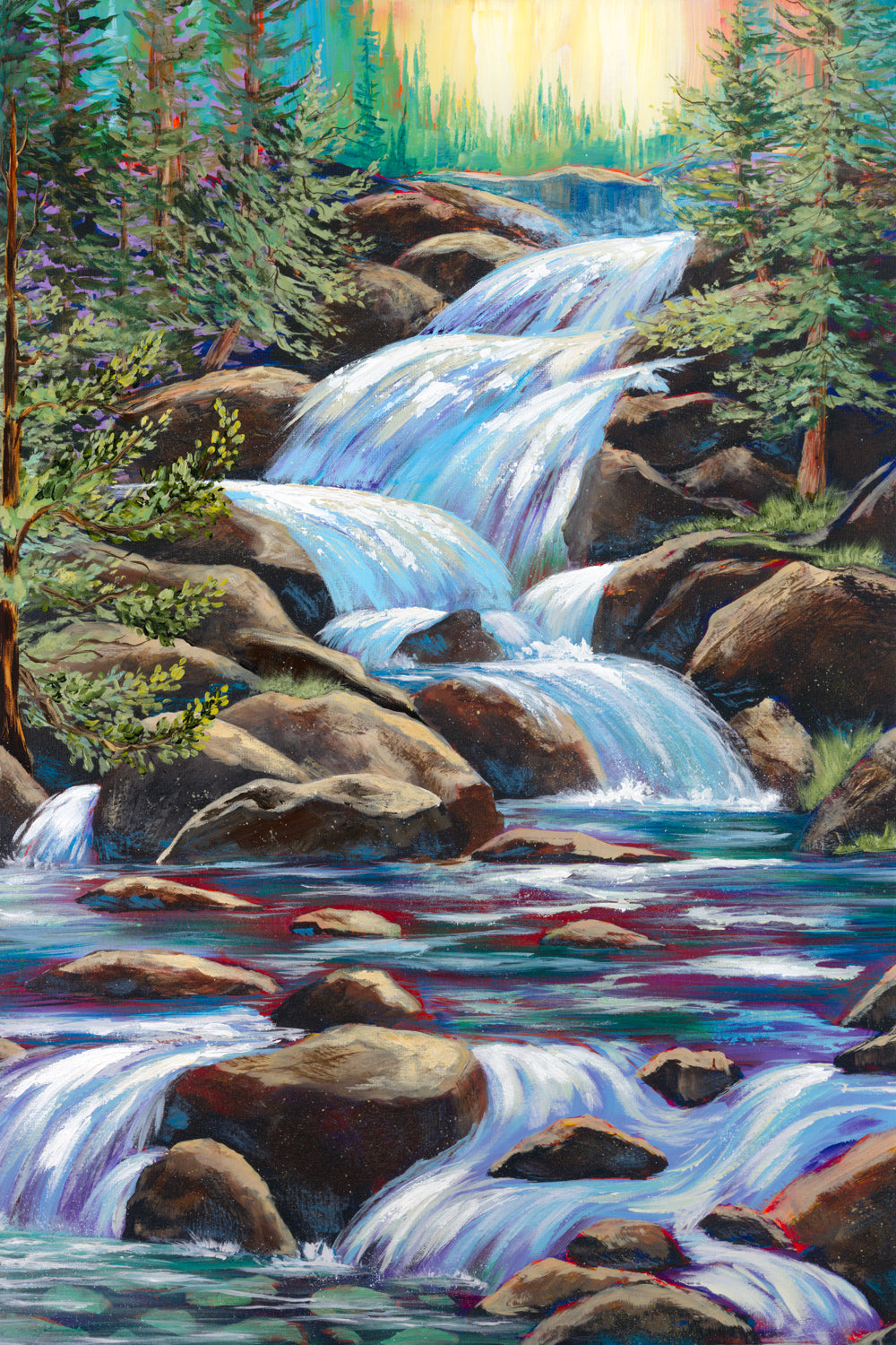 Free Fall 2 Waterfall - Original Acrylic on Canvas - Mixed Media