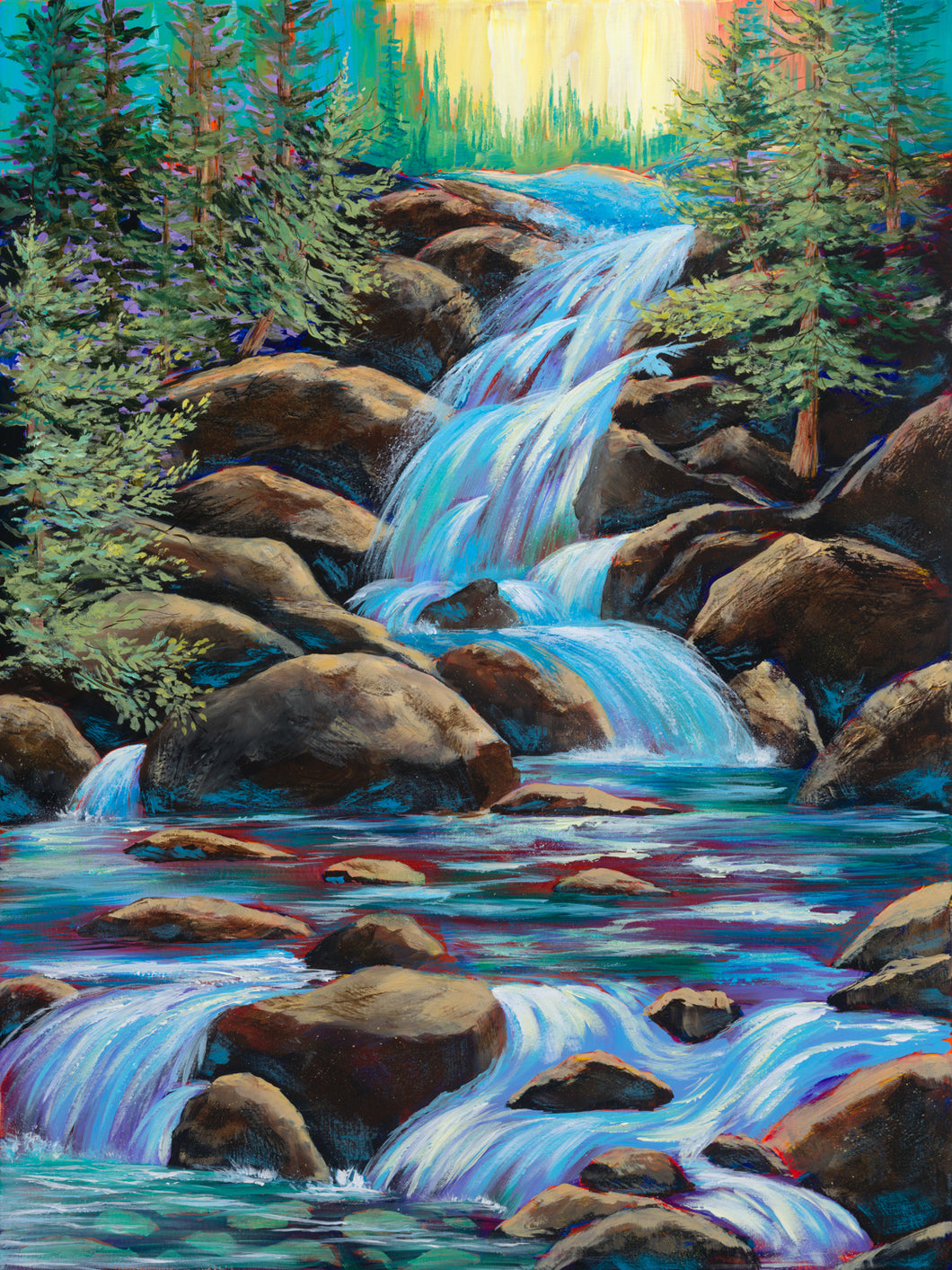 Free Fall  Waterfall - Original Acrylic on Canvas