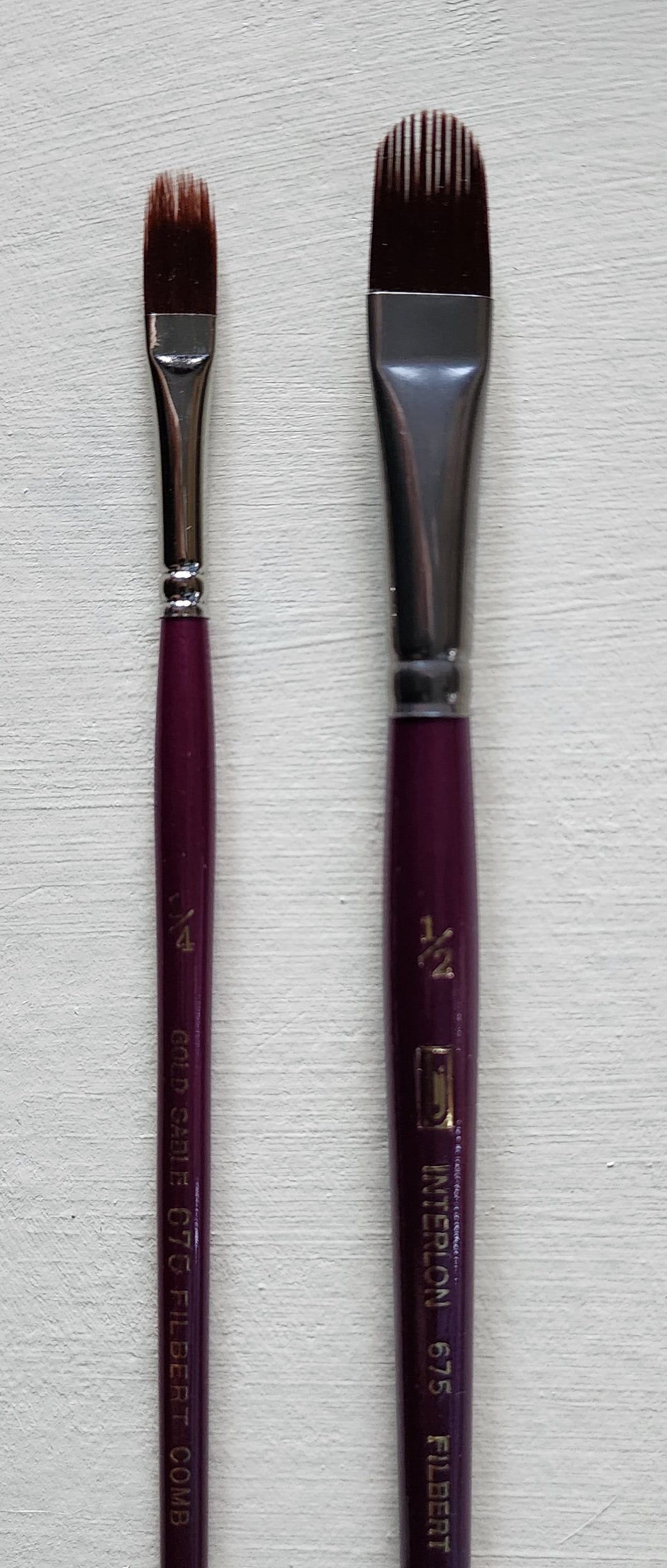 Filbert (cats tongue) Comb/rake Interlon Nylon HAIR (Series 665) Short Purple Handle