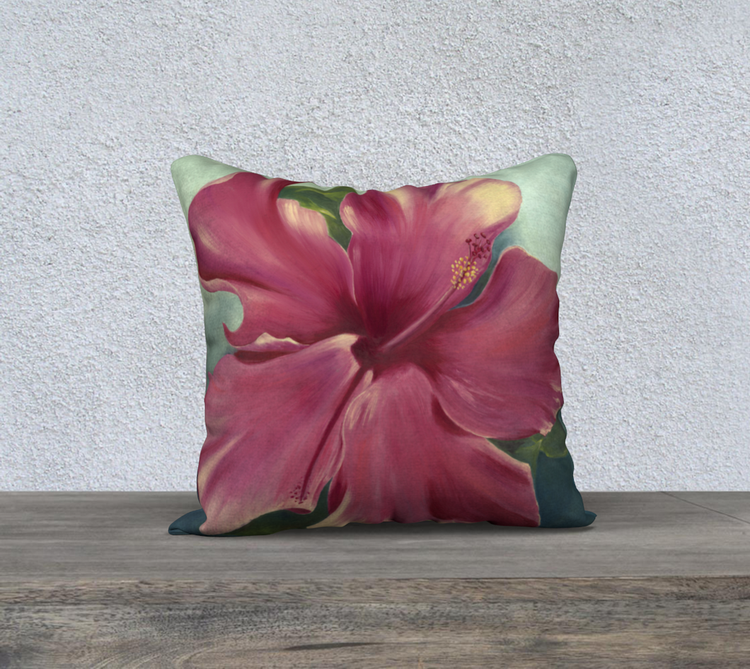 Pink Hibiscus Pillow 18 x 18