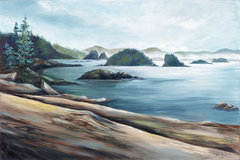 Broken Islands with Logs, Vancouver Island, BC, Original Oil on Gallery Wrap Canvas