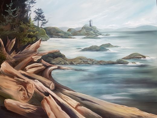 Great Day at the Cape, Cape Roger Curtis, Bowen Island, BC, Original Oil on Canvas