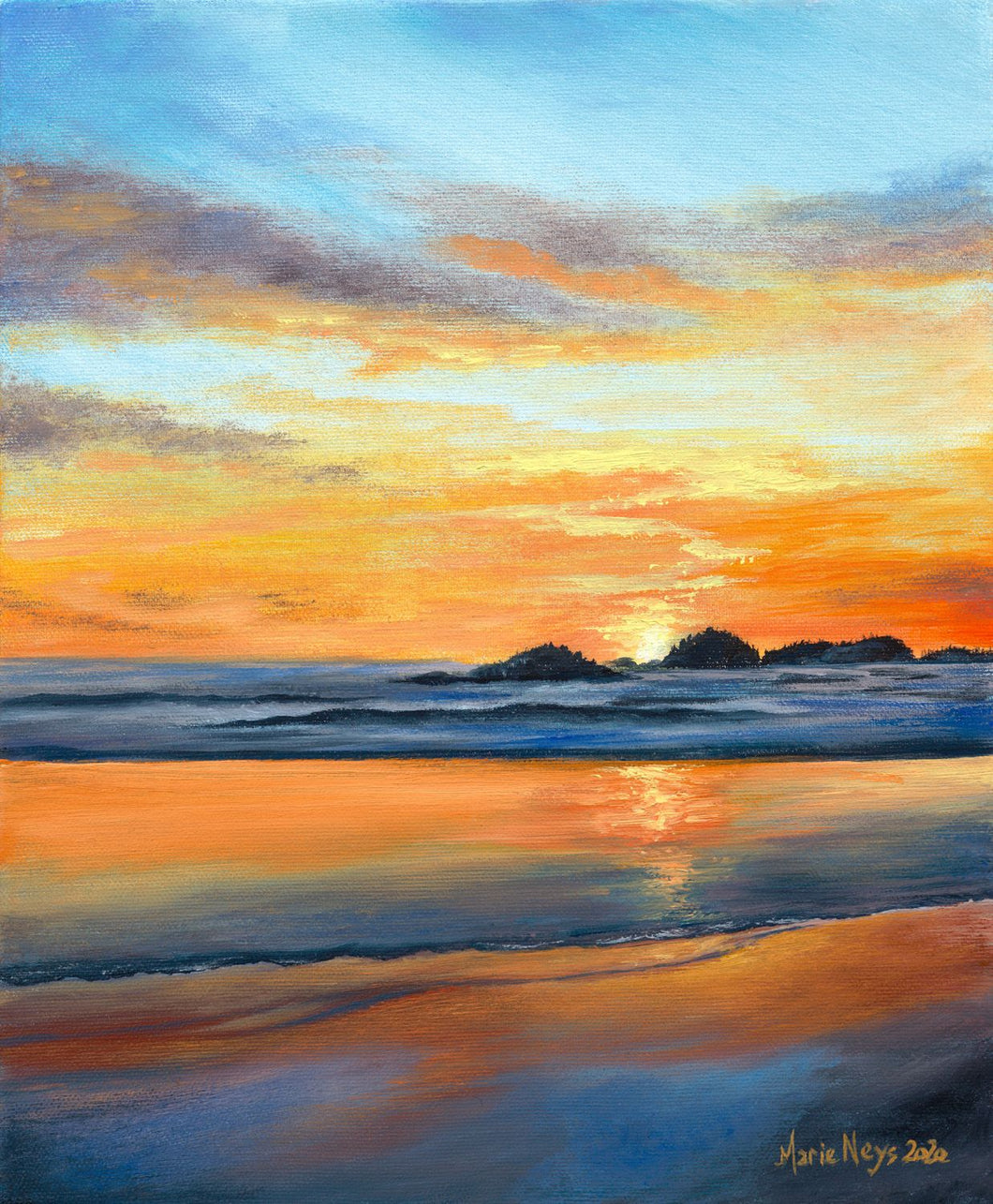 West Coast Sunset 1, British Columbia, Original Oil on Canvas